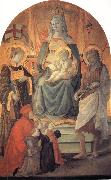 Fra Filippo Lippi The Madonna and Child Enthroned with Stephen,St John the Baptist,Francesco di Marco Datini and Four Buonomini of the Hospital of the Ceppo of Prato oil painting